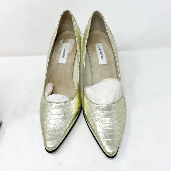 Calvin Klein | Shoes | Calvin Klein Womens Shoes Pumps Size 95 Gold Animal  Print Heels Lucia Rare | Poshmark